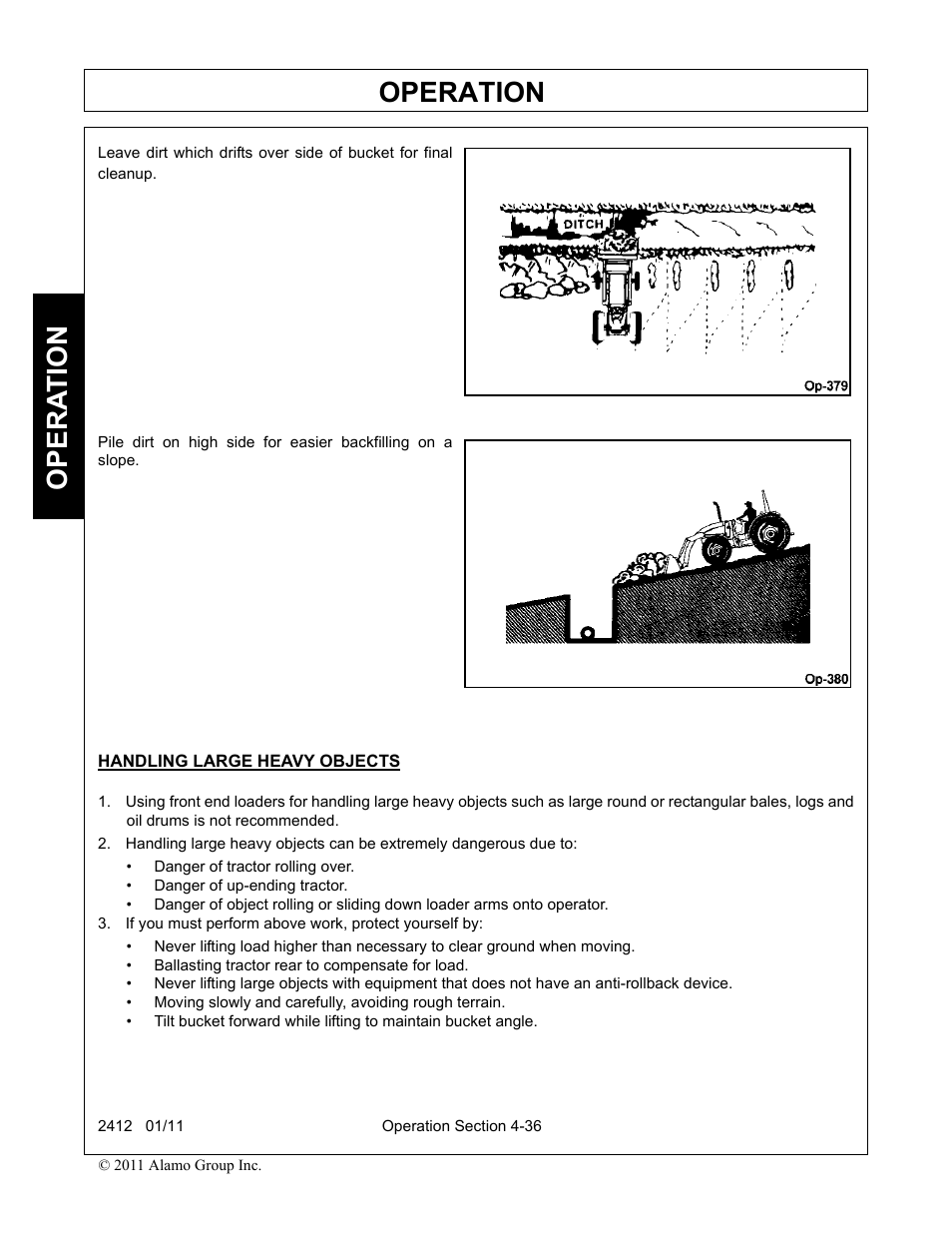 Handling large heavy objects, Operation, Opera t ion | Servis-Rhino 2412 User Manual | Page 80 / 100