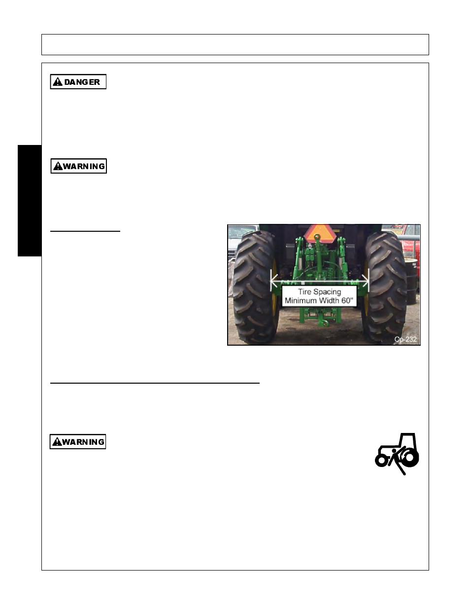7 tire spacing, Getting on and off the tractor, Tire spacing -8 getting on and off the tractor -8 | Operation, Opera t ion | Servis-Rhino SE10-4A User Manual | Page 104 / 168