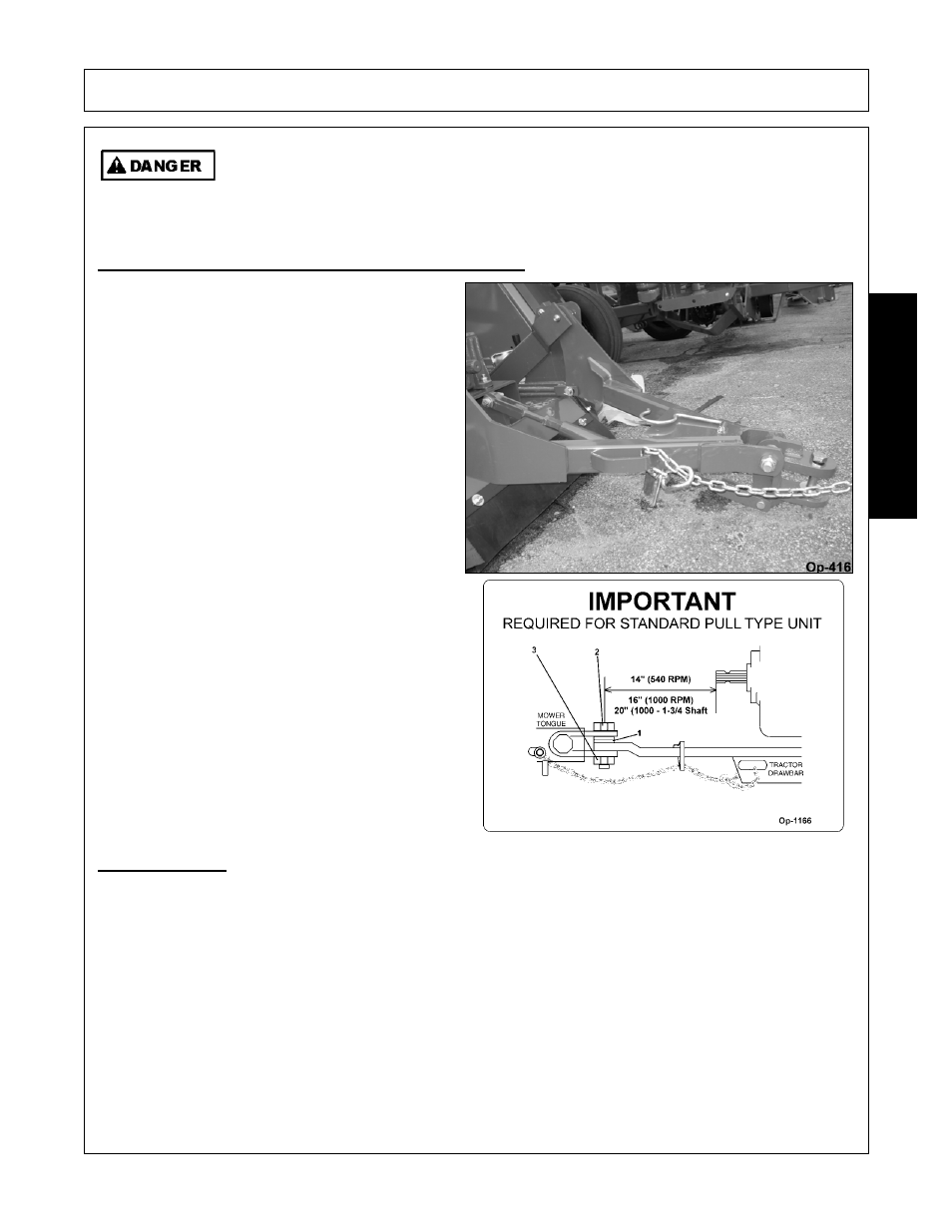 1 connecting the mower tongue to the tractor, Connecting the mower tongue to the tractor -11, Operation | Opera t ion | Servis-Rhino SE10-4A User Manual | Page 107 / 168