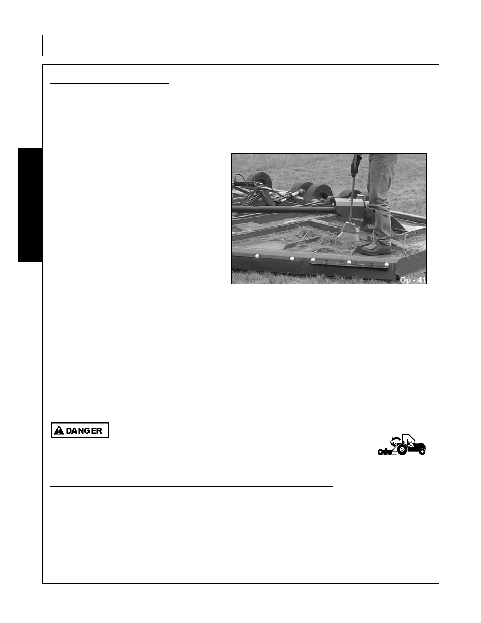 Mower storage, Transporting the tractor and implement, Operation | Opera t ion | Servis-Rhino SE10-4A User Manual | Page 136 / 168