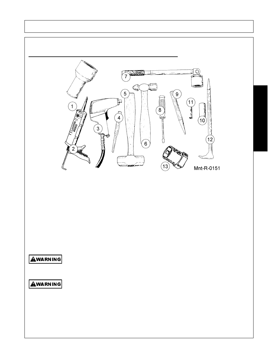 Gearbox servicing, Bearing driver, Gasket sealant | Impact wrench, Chisel 3/16” wide blade, Sledge hammer, Ball pin hammer, Socket wrench, Screw driver, Punch-long drift | Servis-Rhino SE10-4A User Manual | Page 159 / 168