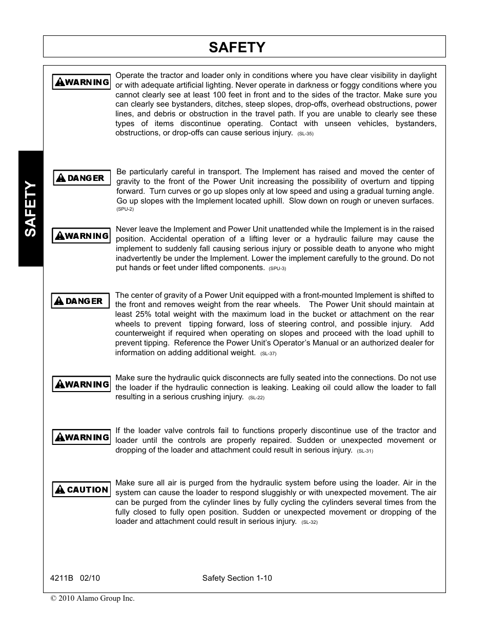Safety | Servis-Rhino 4211B User Manual | Page 14 / 104