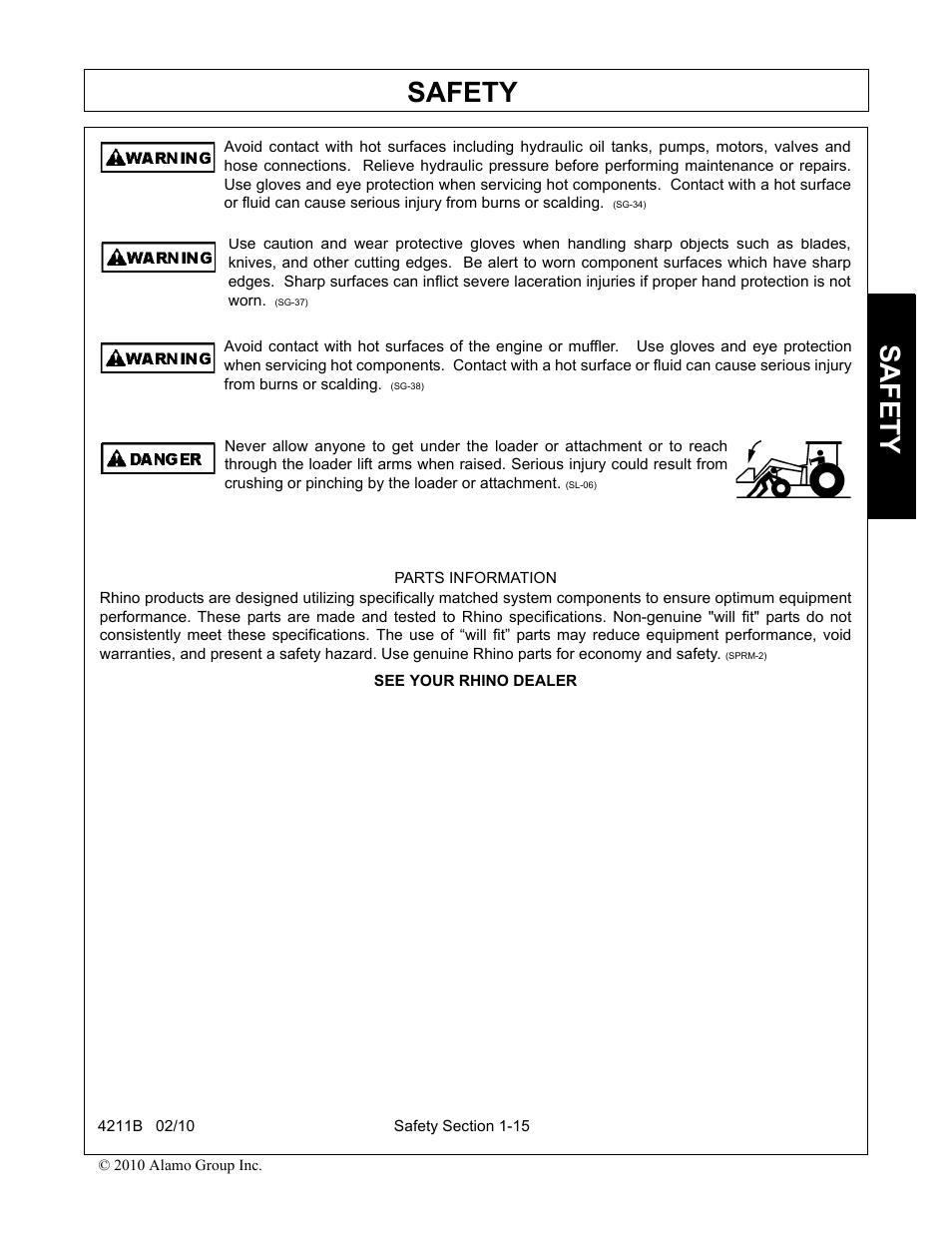 Safety | Servis-Rhino 4211B User Manual | Page 19 / 104