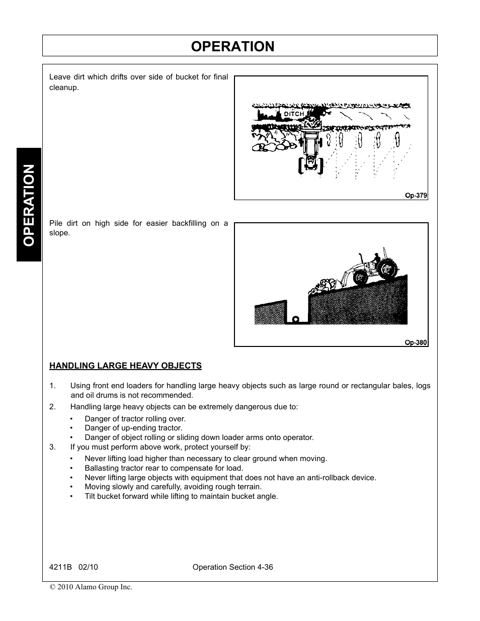 Handling large heavy objects, Operation, Opera t ion | Servis-Rhino 4211B User Manual | Page 82 / 104