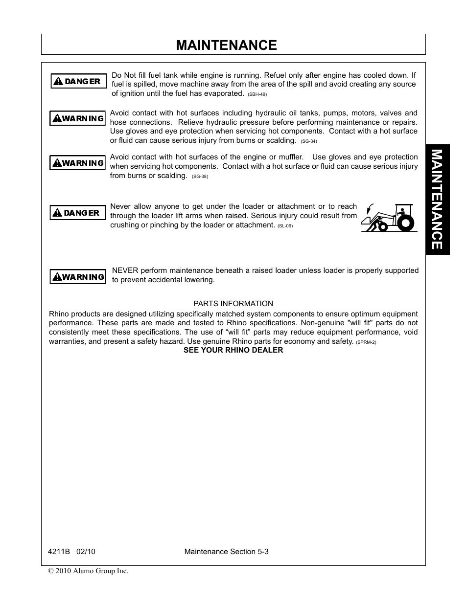 Maintenance | Servis-Rhino 4211B User Manual | Page 93 / 104