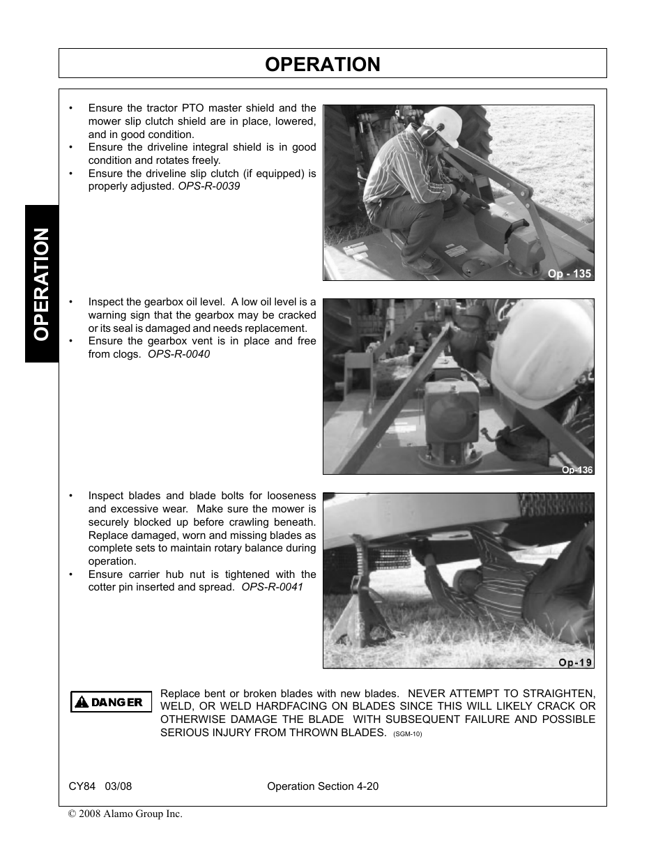 Operation, Opera t ion | Servis-Rhino CY84 User Manual | Page 108 / 146
