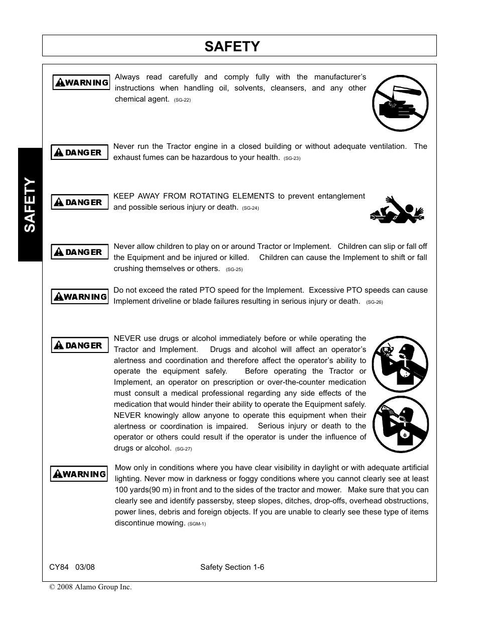 Safety | Servis-Rhino CY84 User Manual | Page 12 / 146