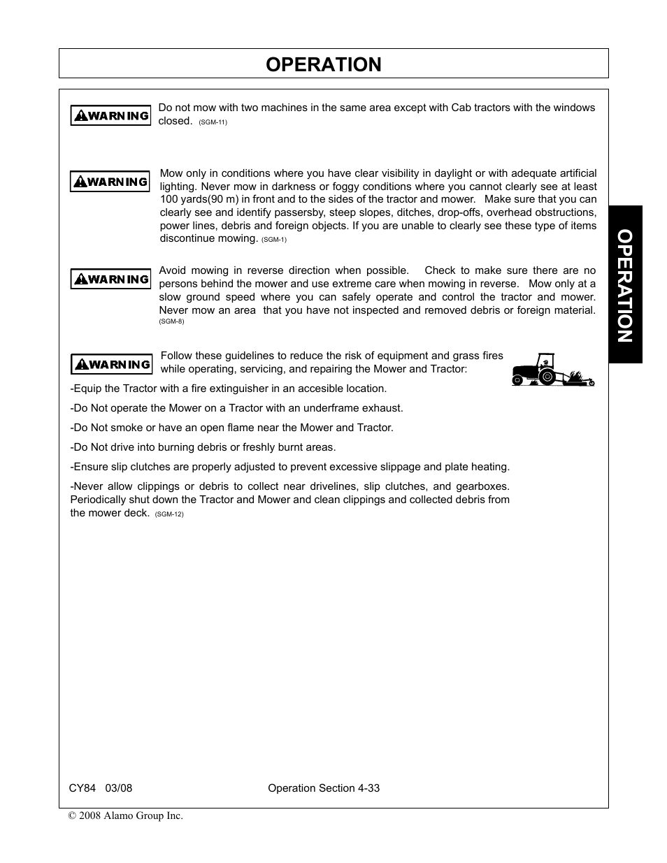 Operation, Opera t ion | Servis-Rhino CY84 User Manual | Page 121 / 146