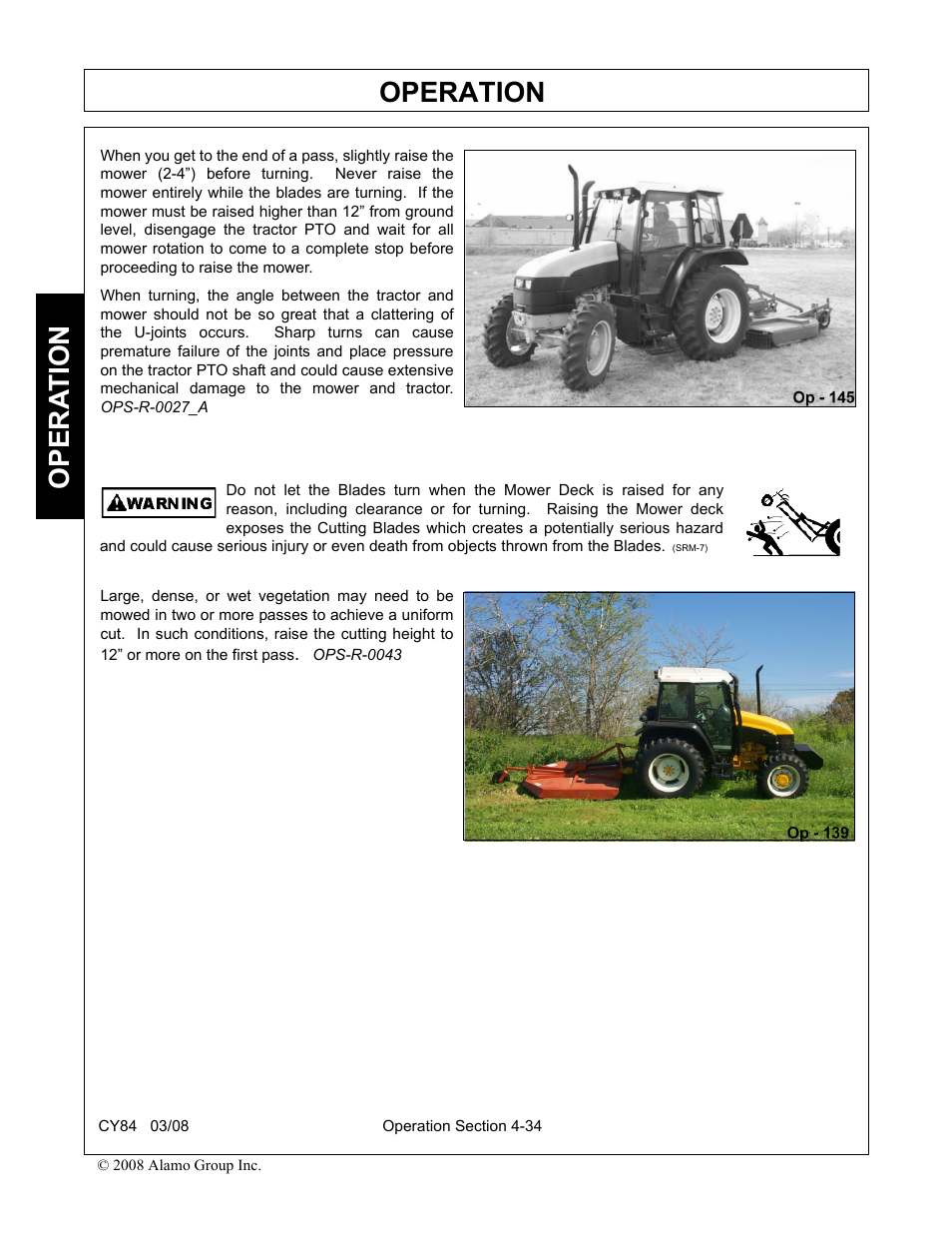 Operation, Opera t ion | Servis-Rhino CY84 User Manual | Page 122 / 146