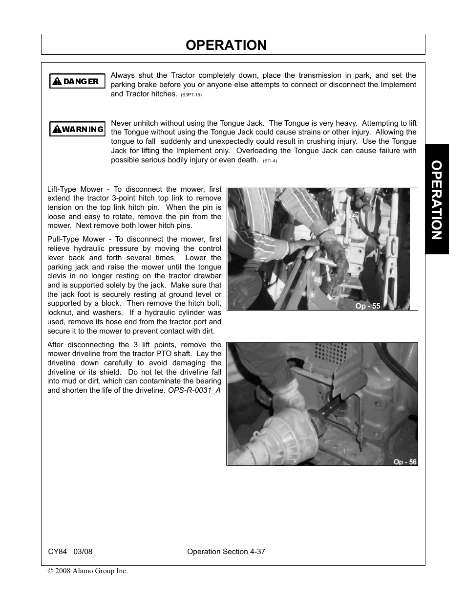 Operation, Opera t ion | Servis-Rhino CY84 User Manual | Page 125 / 146