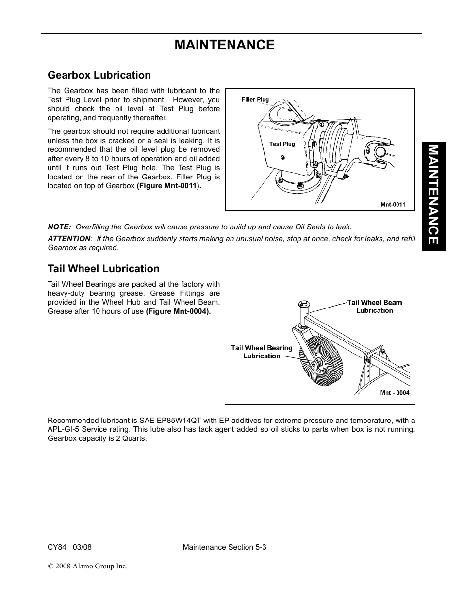 Gearbox lubrication, Tail wheel lubrication, Gearbox lubrication -3 tail wheel lubrication -3 | Maintenance | Servis-Rhino CY84 User Manual | Page 137 / 146