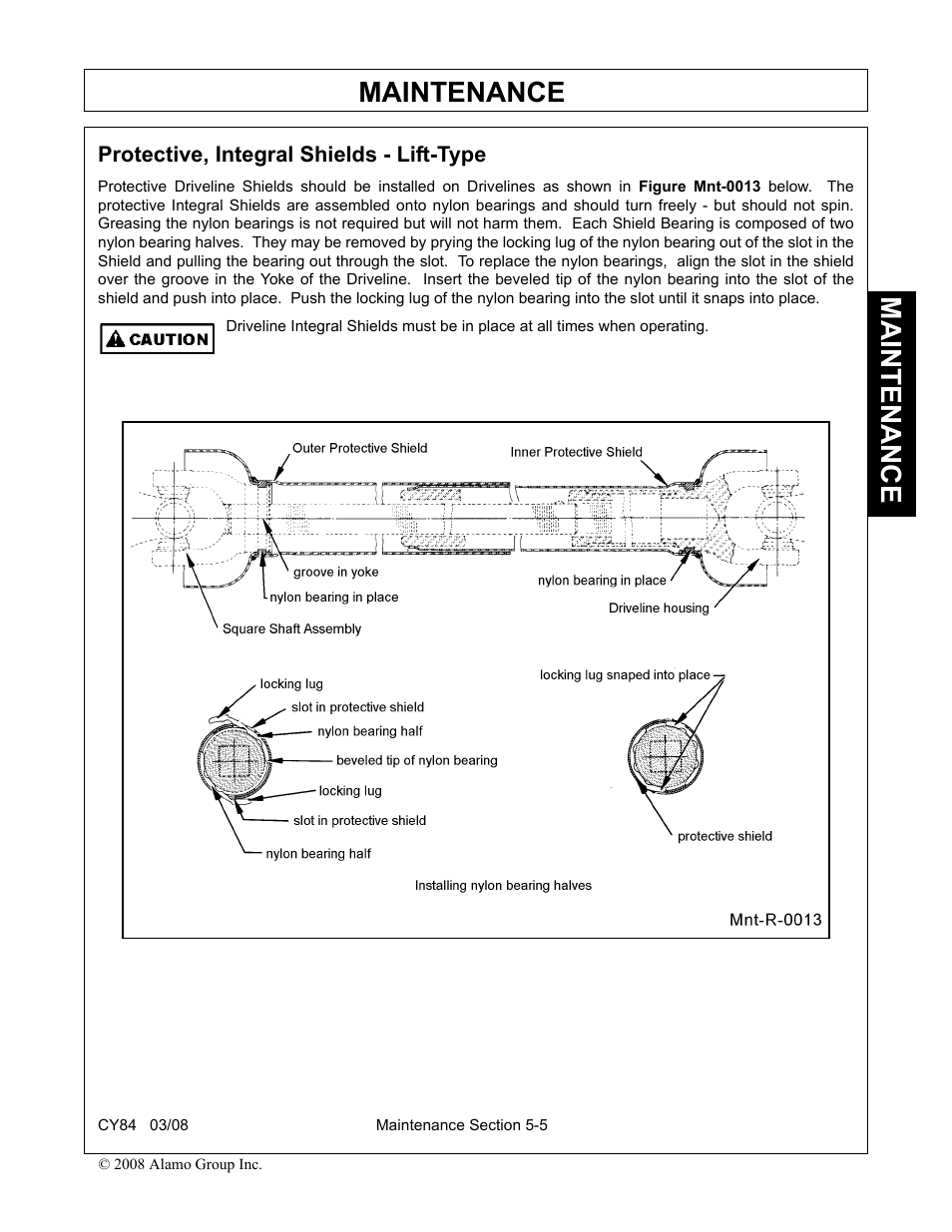 Protective, integral shields - lift-type, Protective, integral shields - lift-type -5, Maintenance | Servis-Rhino CY84 User Manual | Page 139 / 146