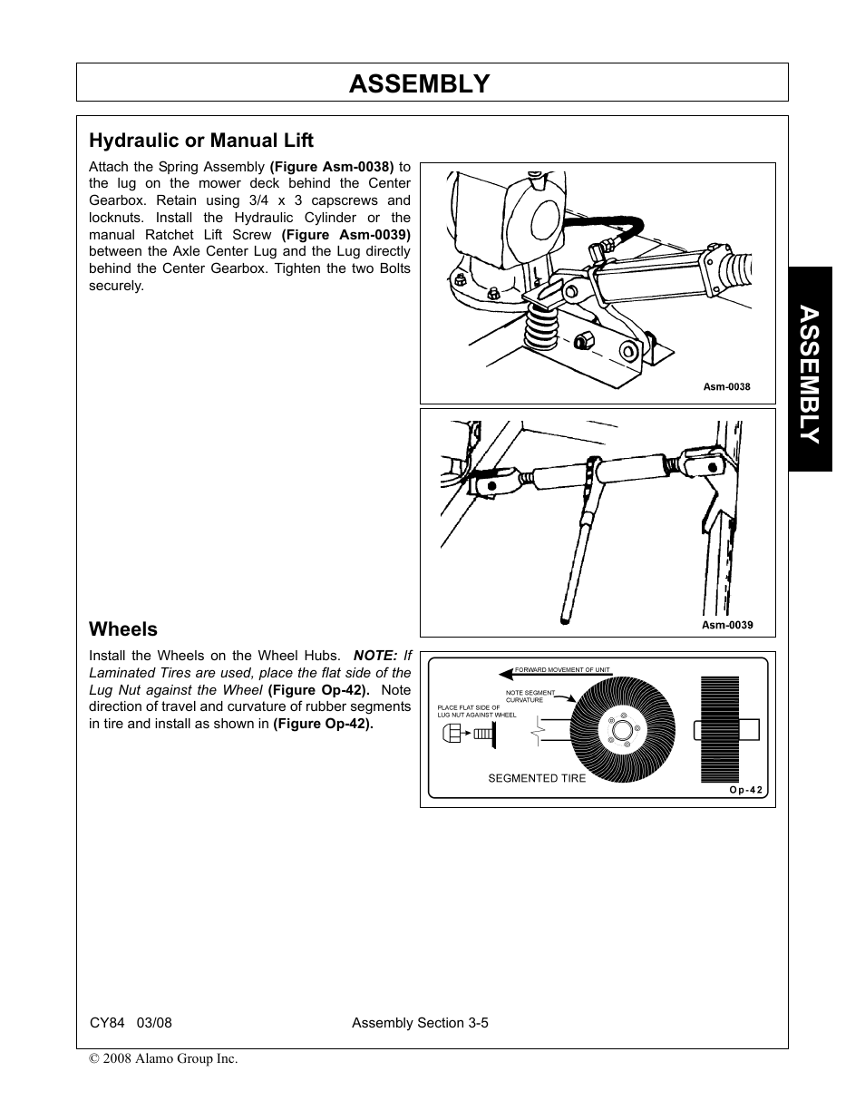 Hydraulic or manual lift, Wheels, Hydraulic or manual lift -5 wheels -5 | Assembly, Assembl y | Servis-Rhino CY84 User Manual | Page 83 / 146