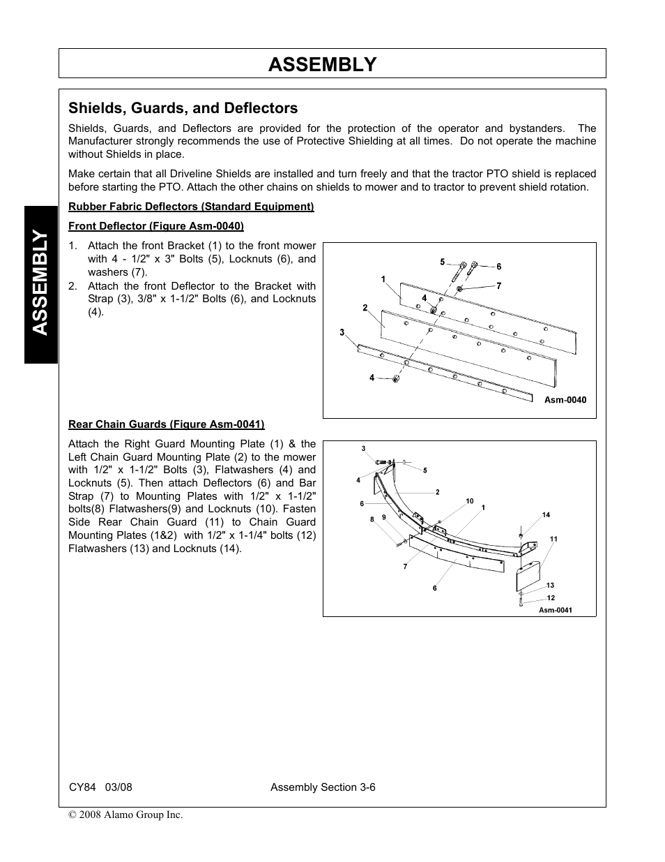 Shields, guards, and deflectors, Shields, guards, and deflectors -6, Assembly | Assembl y | Servis-Rhino CY84 User Manual | Page 84 / 146