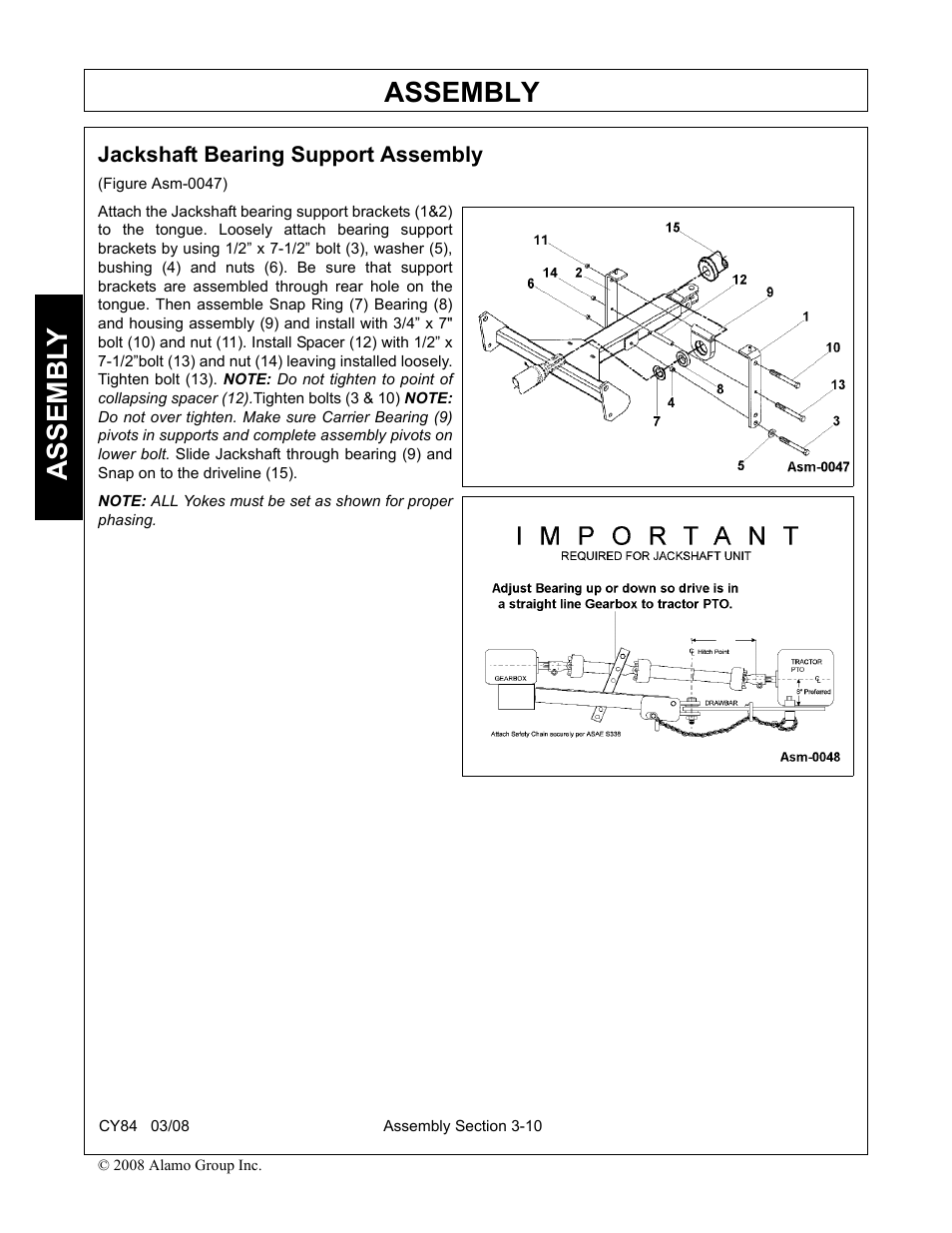 Jackshaft bearing support assembly, Jackshaft bearing support assembly -10, Assembly | Assembl y | Servis-Rhino CY84 User Manual | Page 88 / 146
