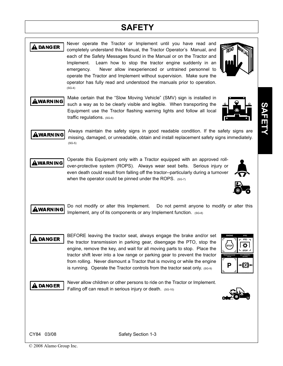 Safety | Servis-Rhino CY84 User Manual | Page 9 / 146