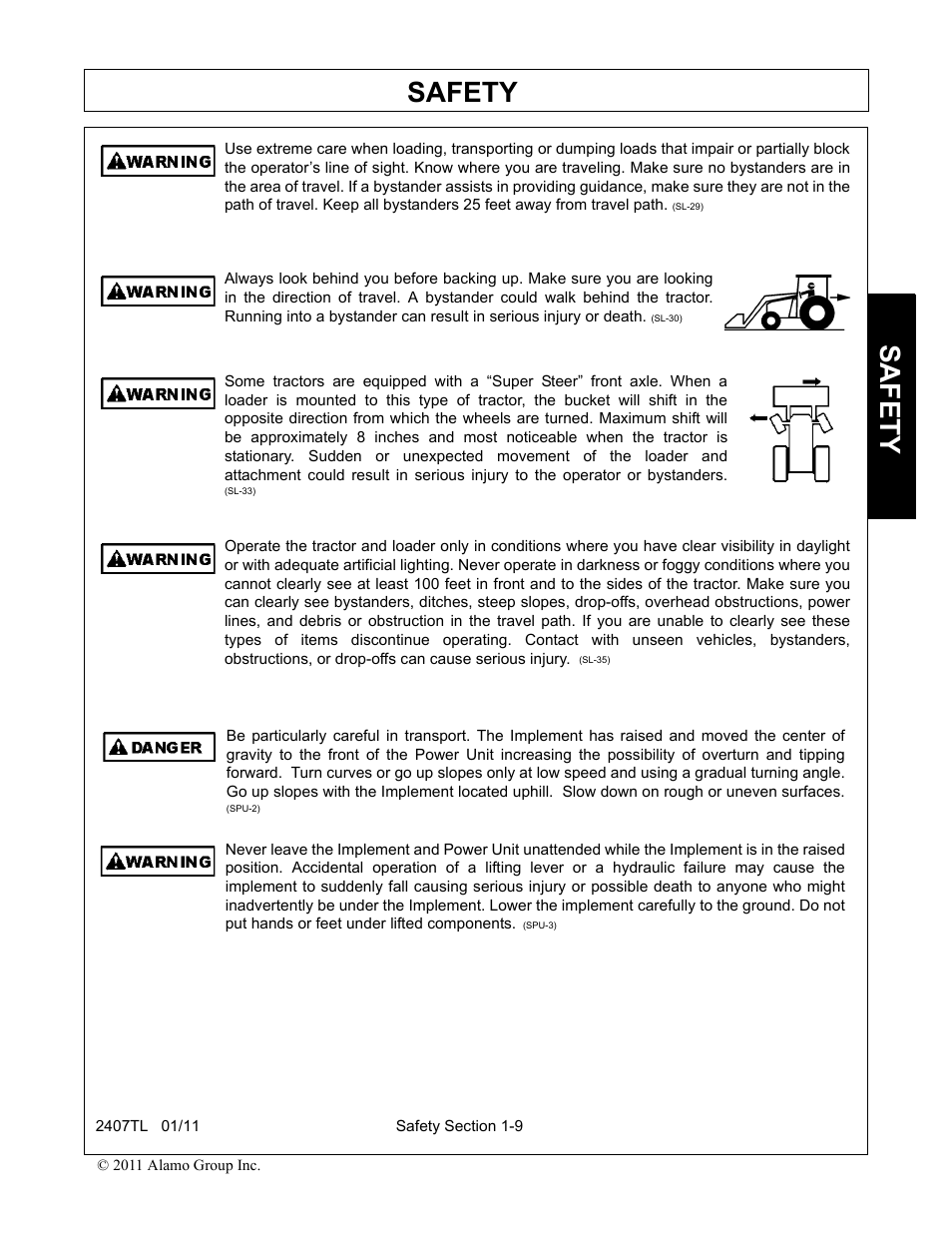 Safety | Servis-Rhino 2407TL User Manual | Page 13 / 100