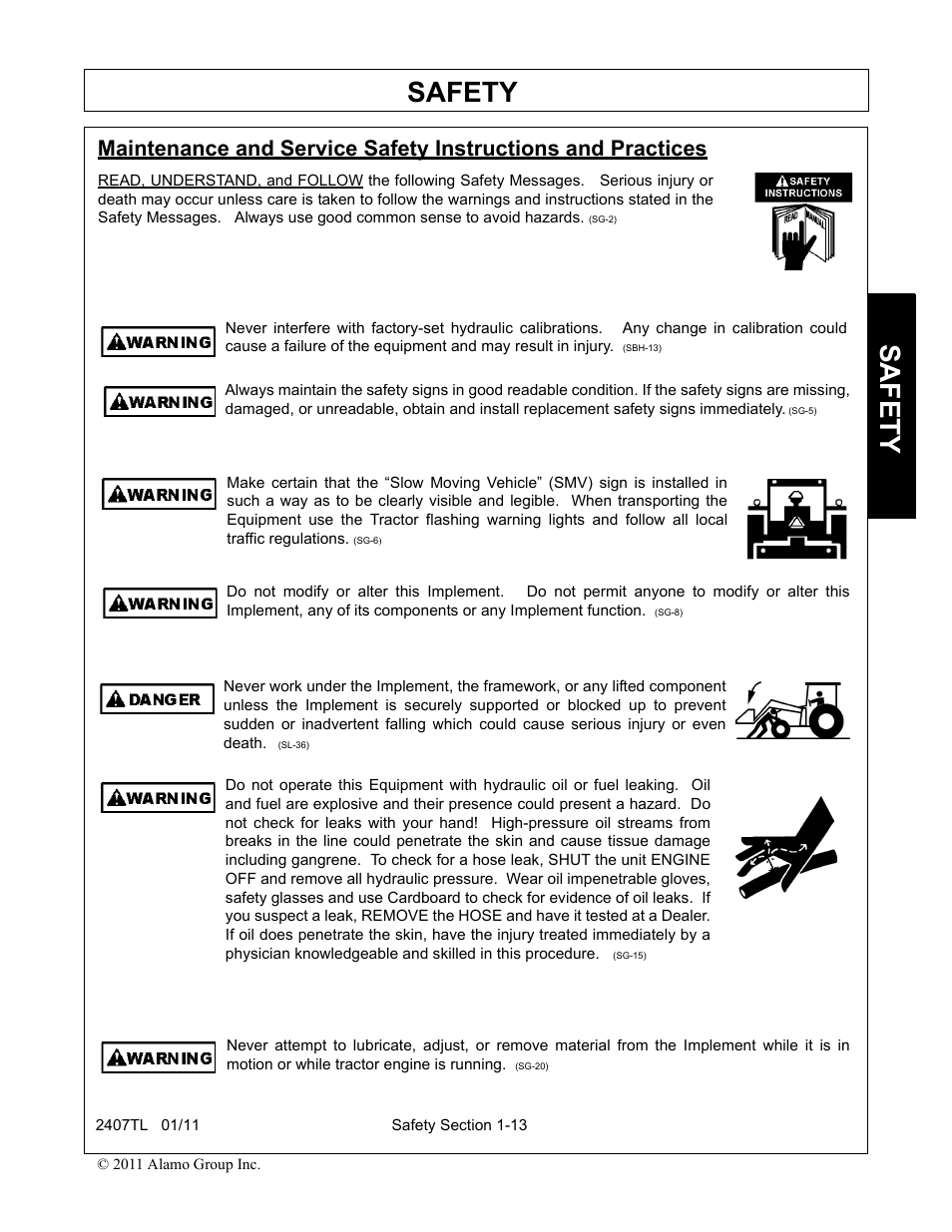 Safety | Servis-Rhino 2407TL User Manual | Page 17 / 100