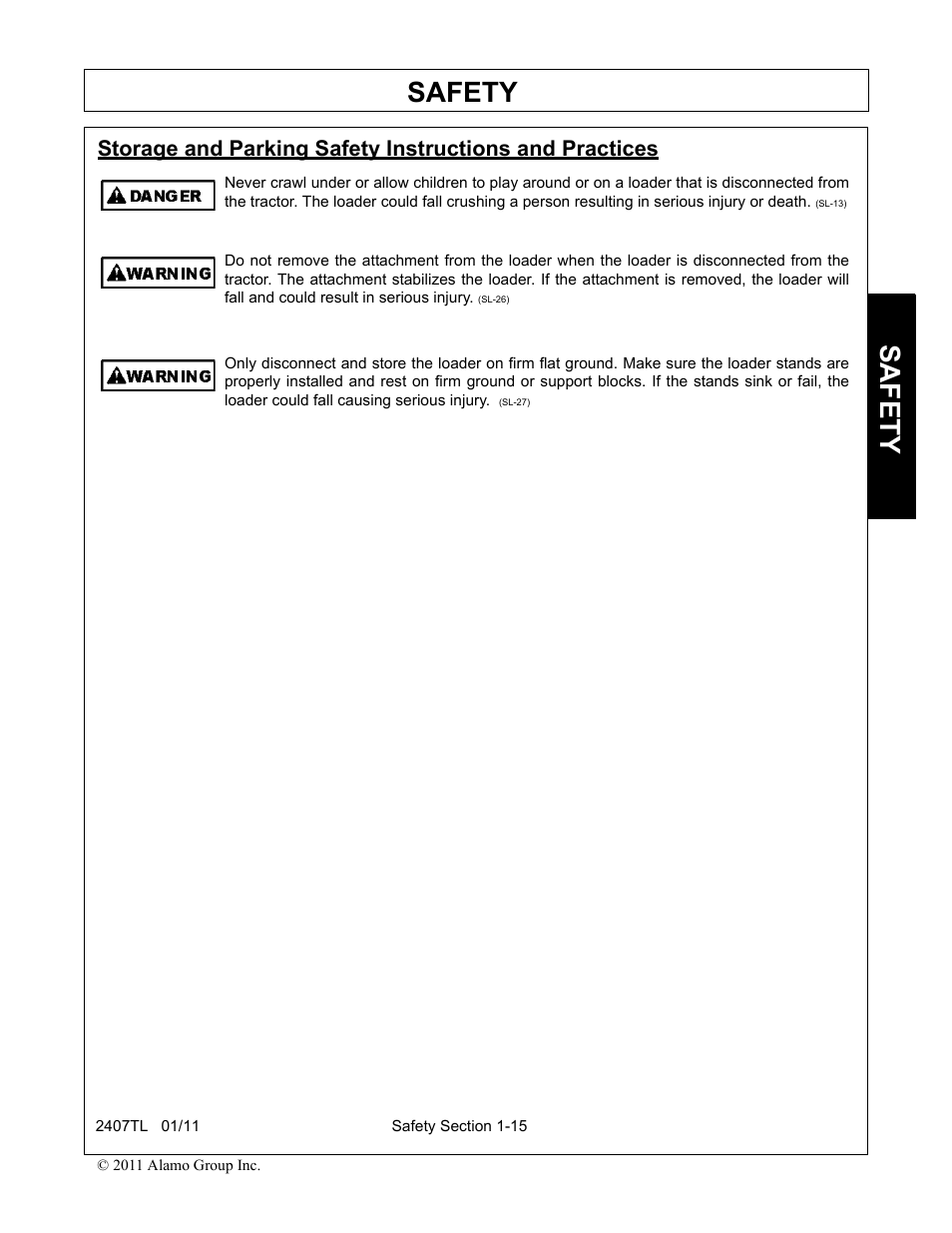 Safety | Servis-Rhino 2407TL User Manual | Page 19 / 100