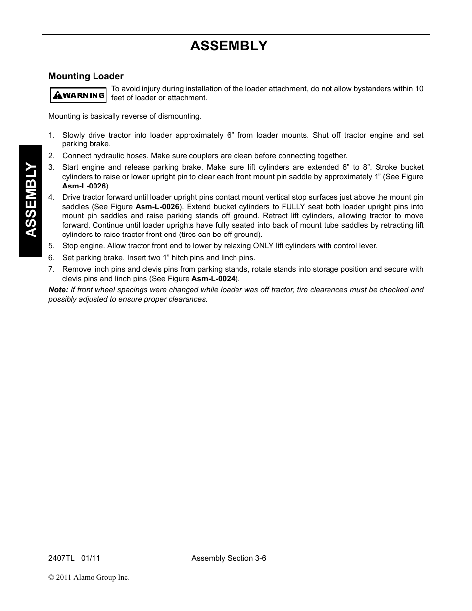 Mounting loader, Mounting loader -6, Assembly | Assembl y | Servis-Rhino 2407TL User Manual | Page 38 / 100