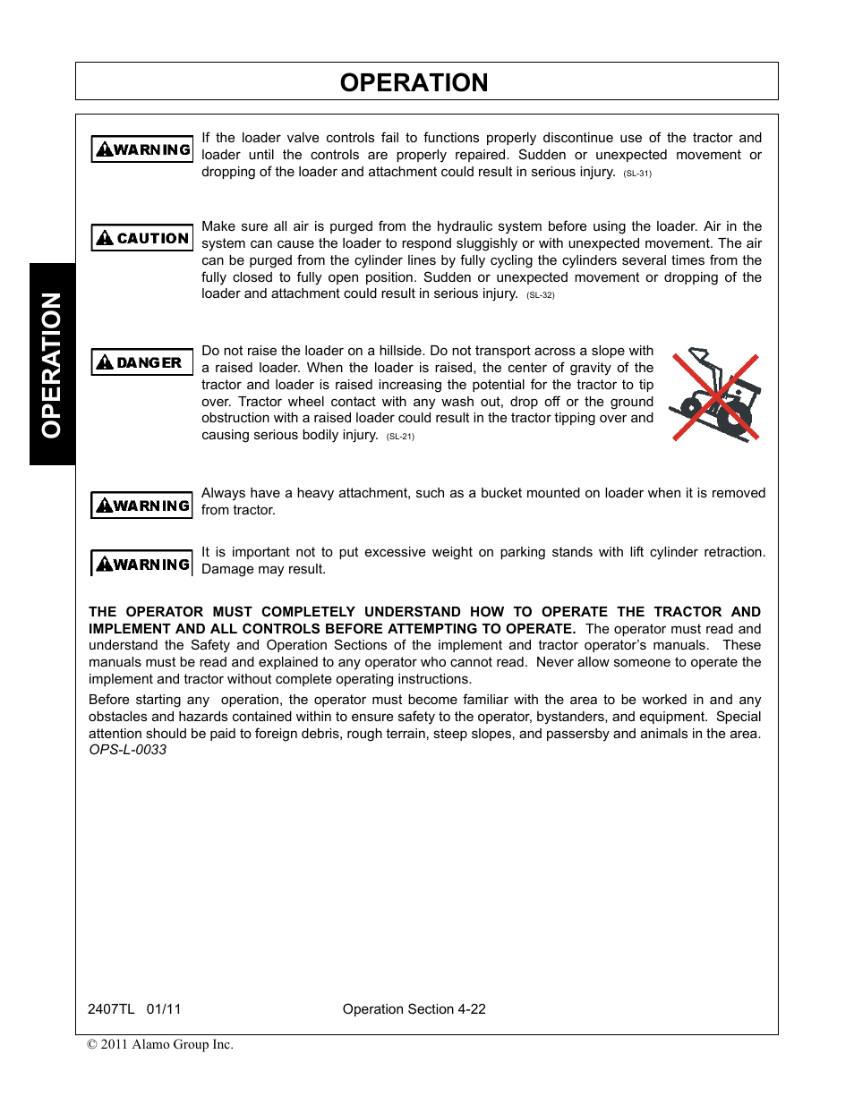 Operation, Opera t ion | Servis-Rhino 2407TL User Manual | Page 62 / 100