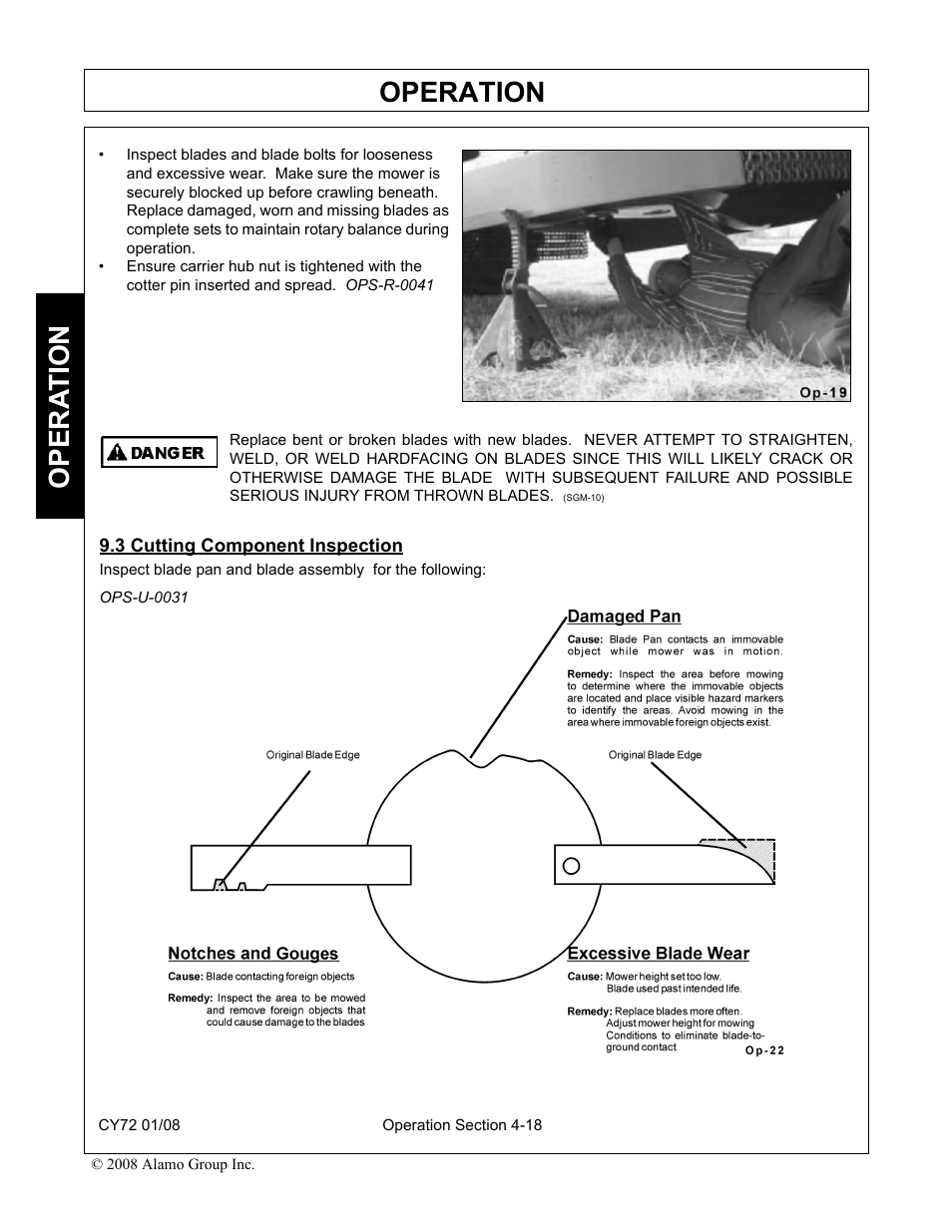 3 cutting component inspection, Cutting component inspection -18, Operation | Opera t ion | Servis-Rhino CY72 User Manual | Page 100 / 136
