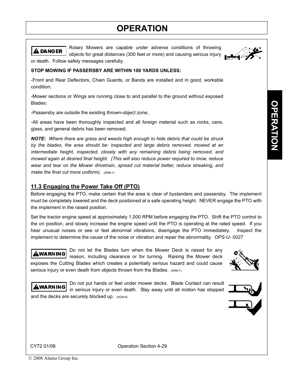 3 engaging the power take off (pto), Engaging the power take off (pto) -29, Operation | Opera t ion | Servis-Rhino CY72 User Manual | Page 111 / 136