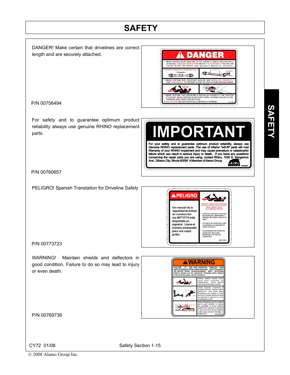 Safety | Servis-Rhino CY72 User Manual | Page 21 / 136
