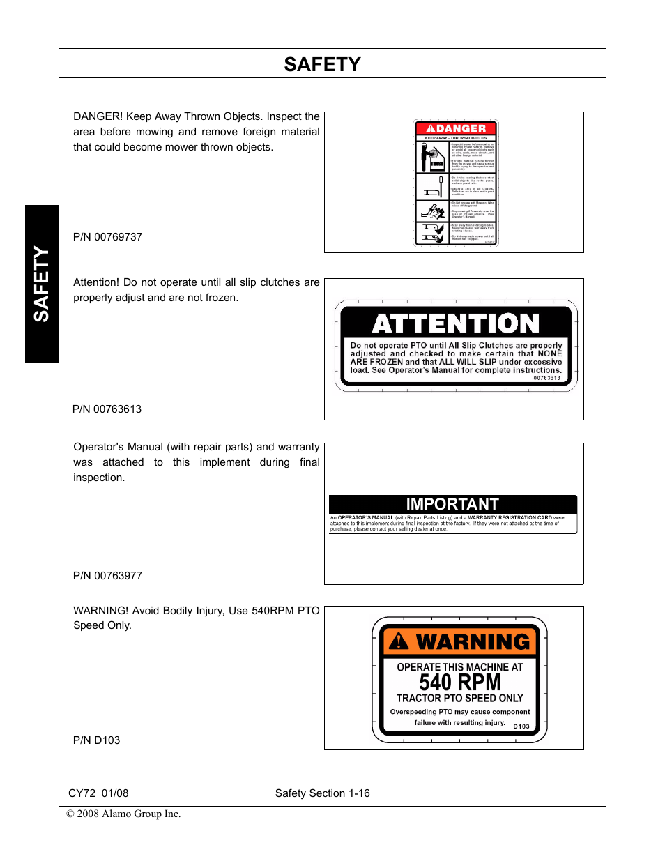 Safety | Servis-Rhino CY72 User Manual | Page 22 / 136