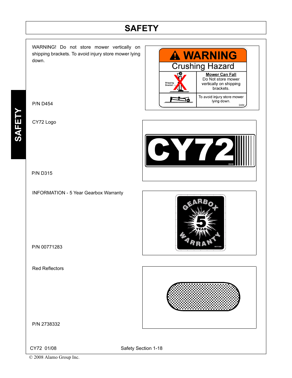 Safety | Servis-Rhino CY72 User Manual | Page 24 / 136
