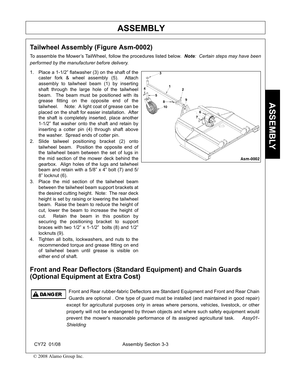 Tailwheel assembly (figure asm-0002), Assembly, Assembl y | Servis-Rhino CY72 User Manual | Page 77 / 136