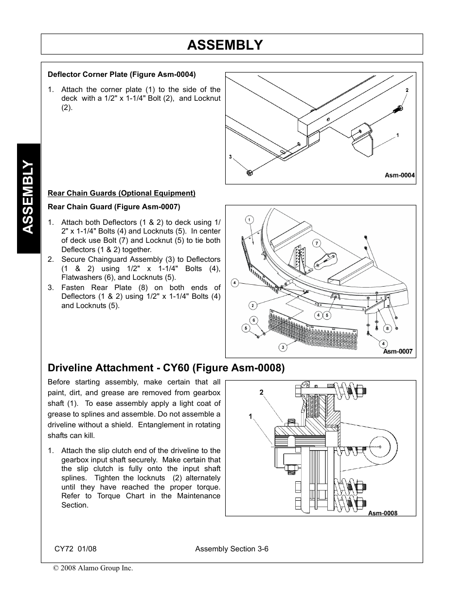 Driveline attachment - cy60 (figure asm-0008), Driveline attachment - cy60 (figure asm-0008) -6, Assembly | Assembl y | Servis-Rhino CY72 User Manual | Page 80 / 136