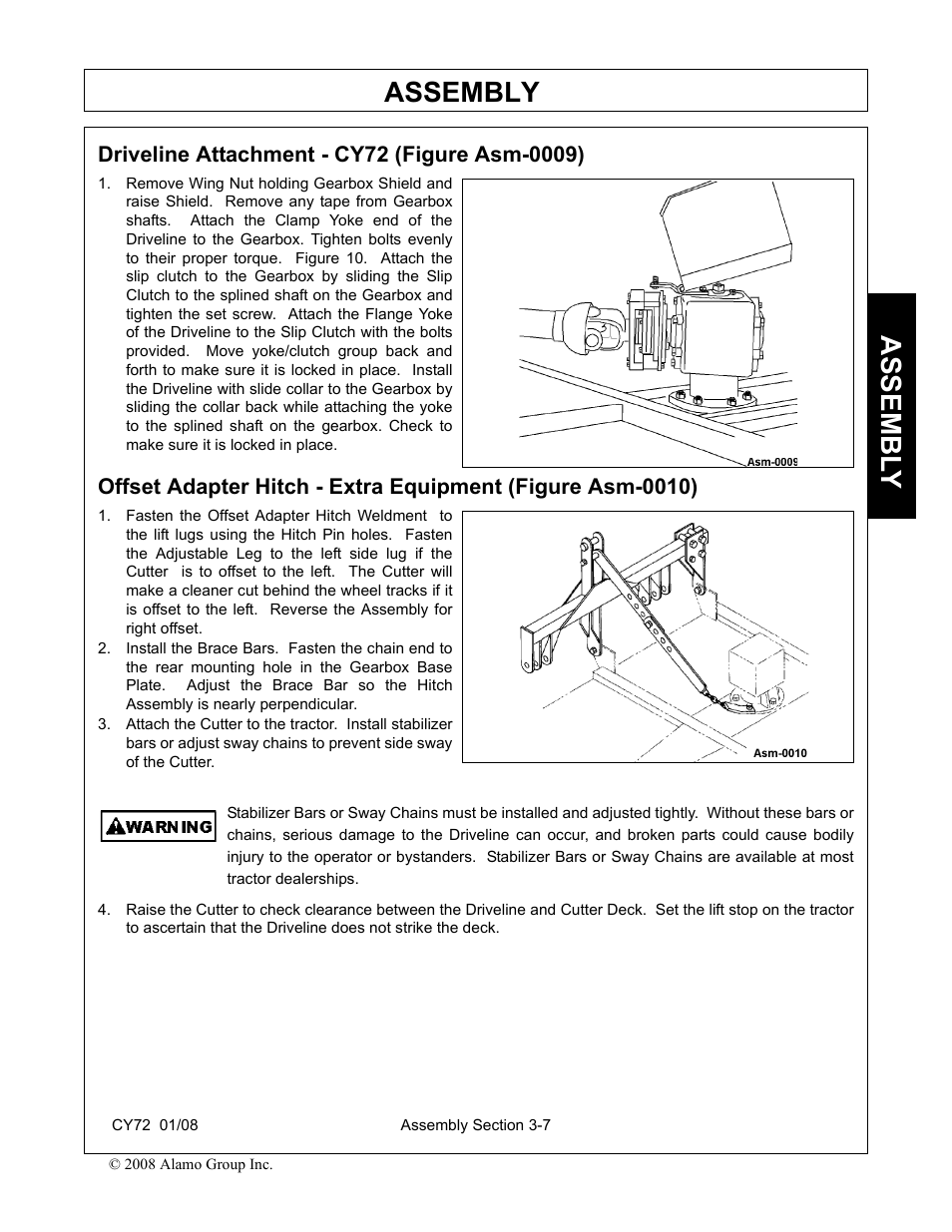 Driveline attachment - cy72 (figure asm-0009), Assembly, Assembl y | Servis-Rhino CY72 User Manual | Page 81 / 136
