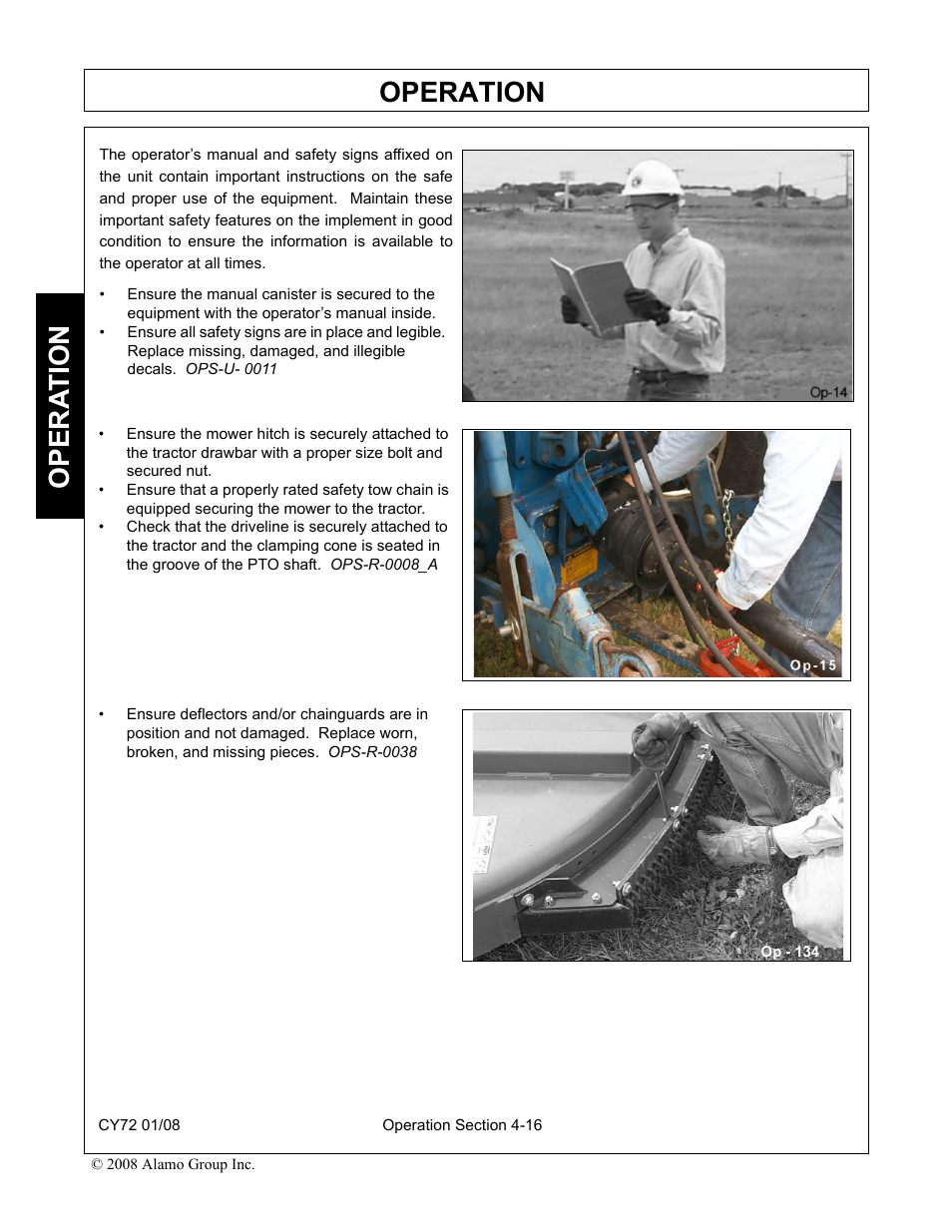 Operation, Opera t ion | Servis-Rhino CY72 User Manual | Page 98 / 136