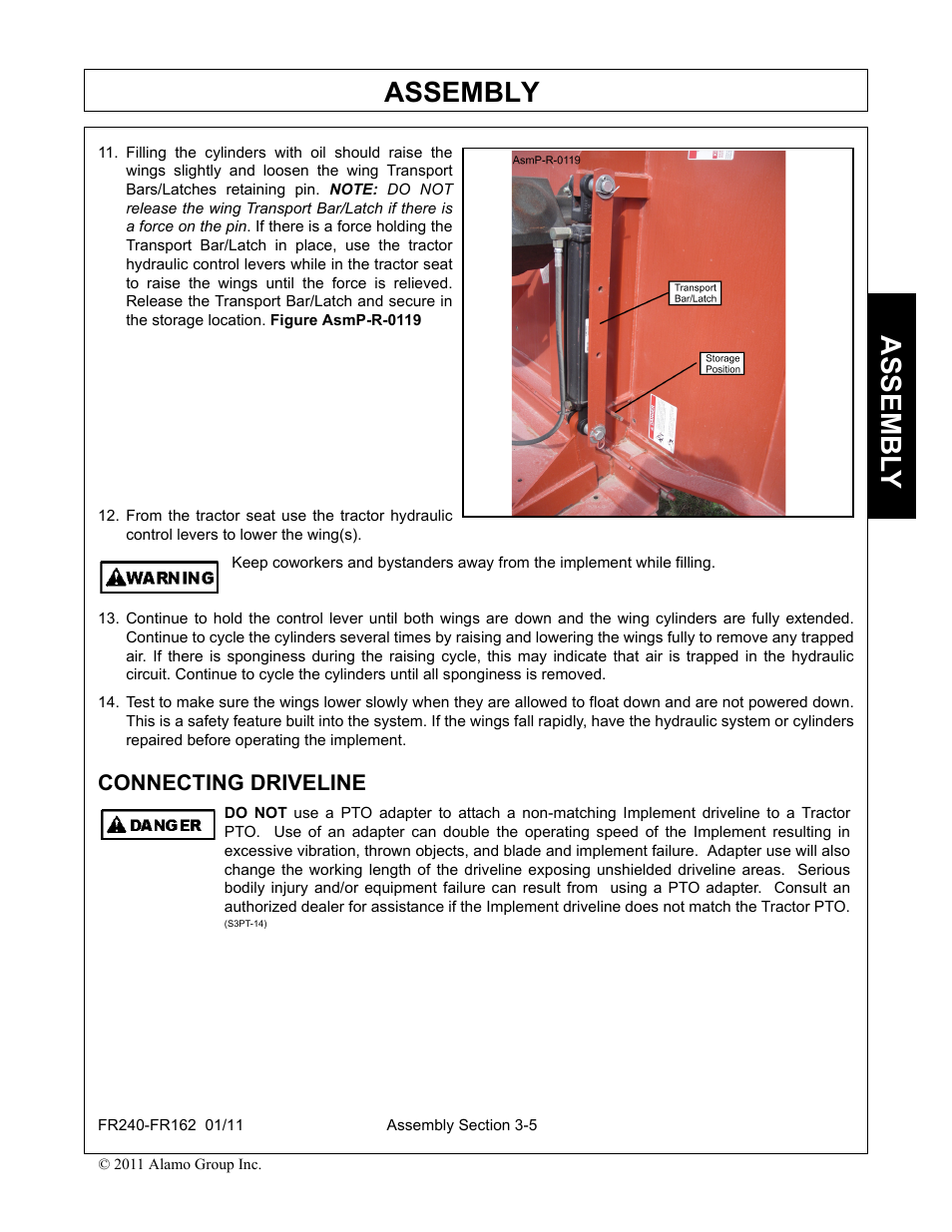 Connecting driveline, Connecting driveline -5, Assembly | Assembl y | Servis-Rhino FR162 User Manual | Page 101 / 196