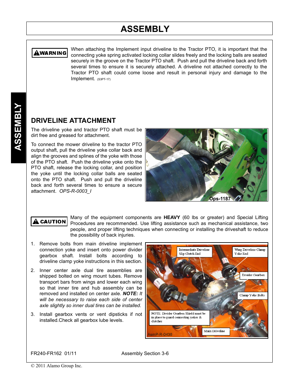 Driveline attachment, Driveline attachment -6, Assembly | Assembl y | Servis-Rhino FR162 User Manual | Page 102 / 196