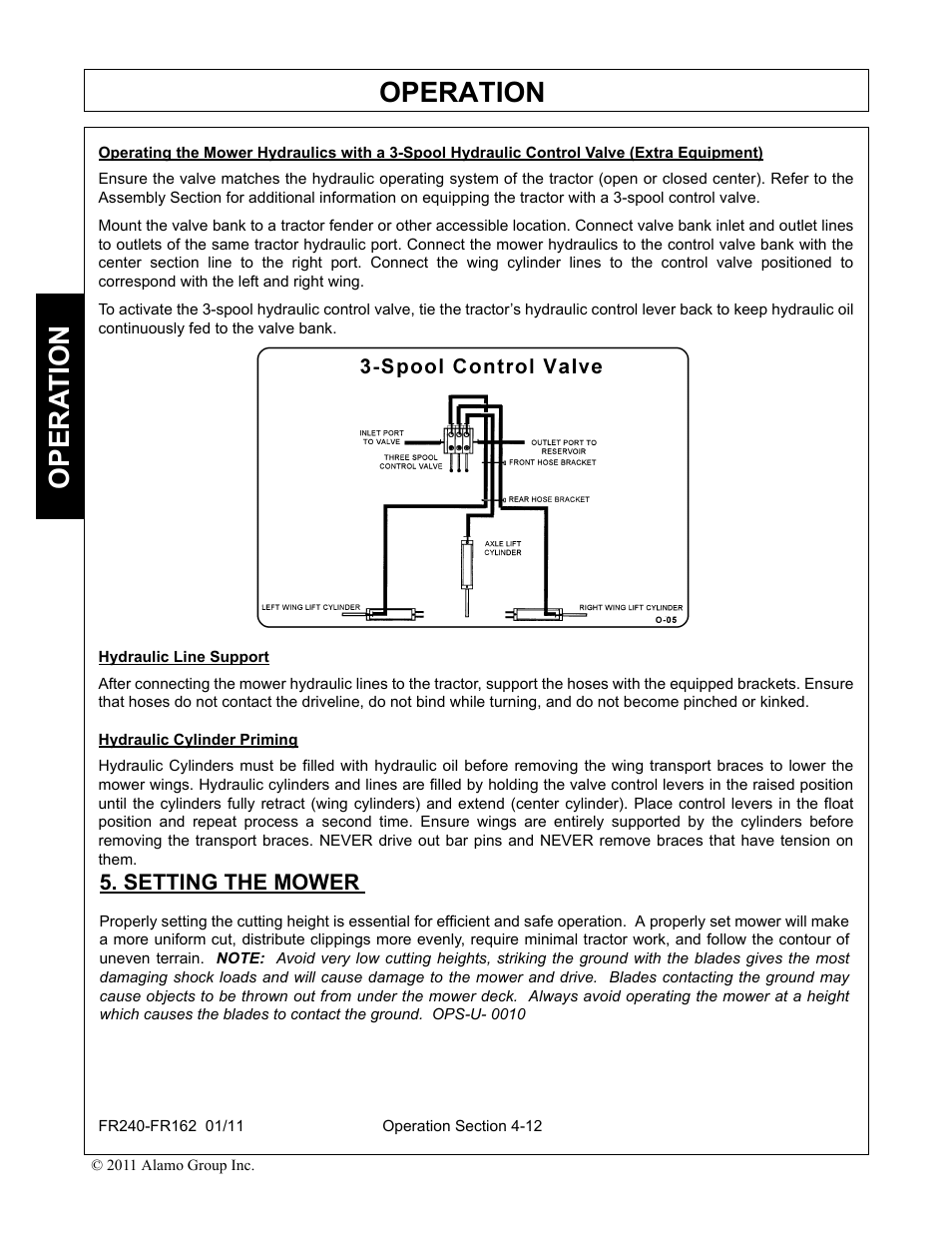 Setting the mower, Setting the mower -12, Operation | Opera t ion | Servis-Rhino FR162 User Manual | Page 118 / 196