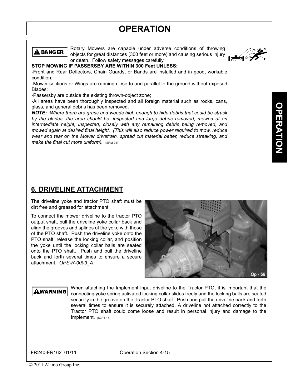 Driveline attachment, Driveline attachment -15, Operation | Opera t ion | Servis-Rhino FR162 User Manual | Page 121 / 196