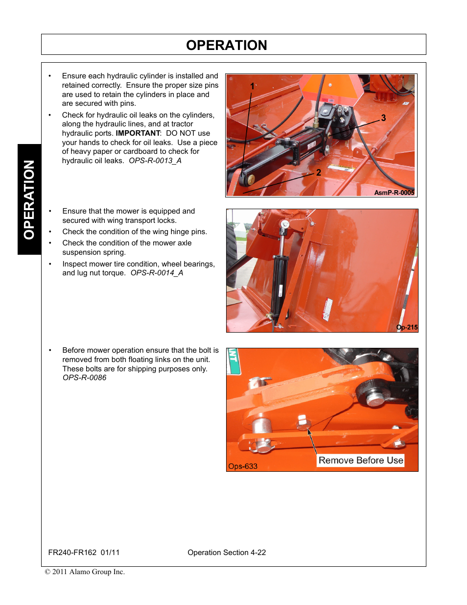 Operation, Opera t ion | Servis-Rhino FR162 User Manual | Page 128 / 196