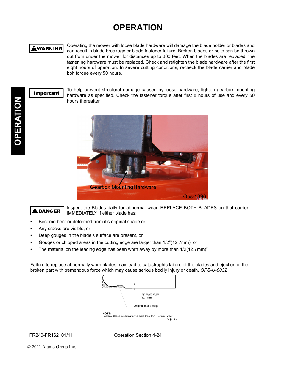 Operation, Opera t ion | Servis-Rhino FR162 User Manual | Page 130 / 196