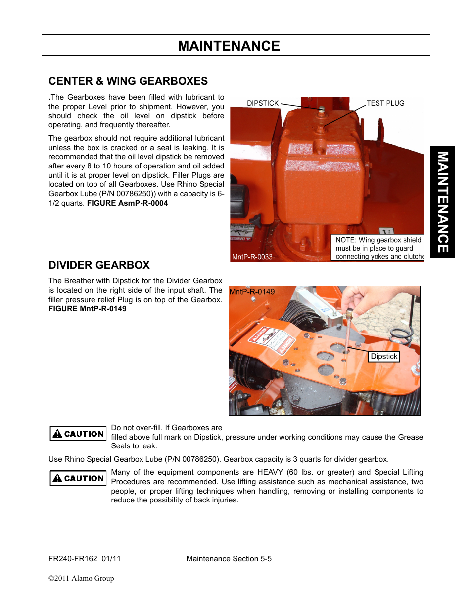 Center & wing gearboxes, Divider gearbox, Center & wing gearboxes -5 divider gearbox -5 | Maintenance | Servis-Rhino FR162 User Manual | Page 161 / 196