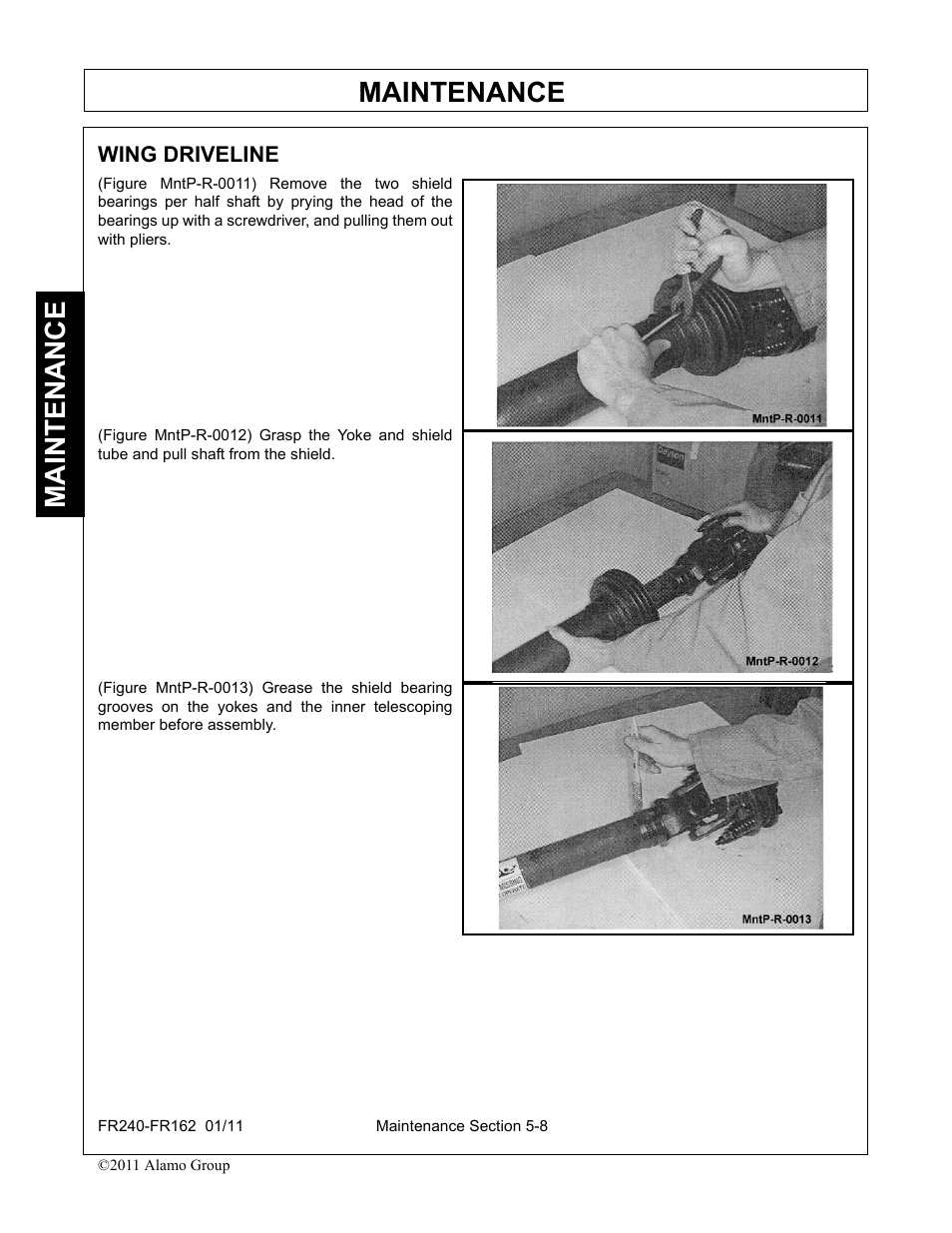 Wing driveline -8, Maintenance | Servis-Rhino FR162 User Manual | Page 164 / 196