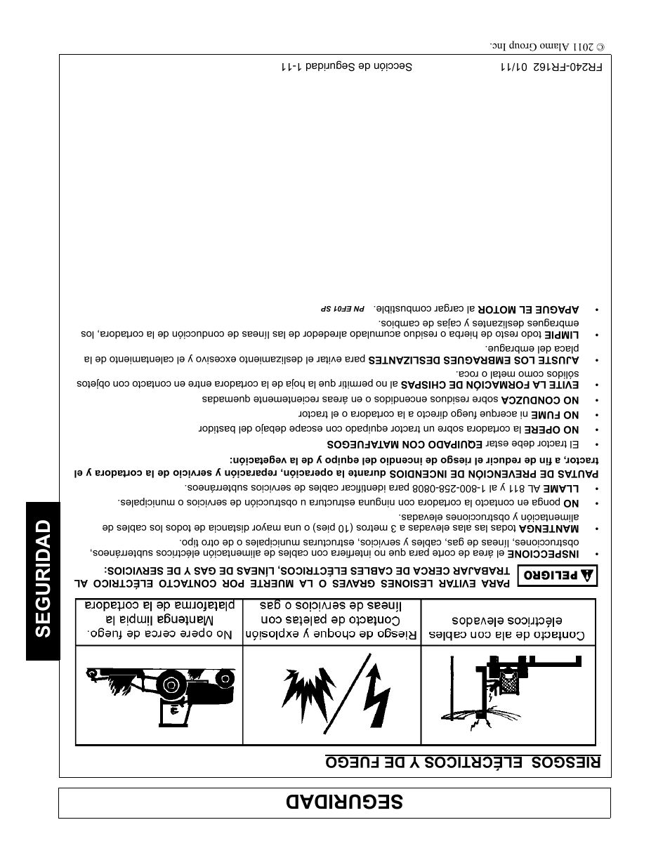 Riesgos elécrticos y de fuego, Seguridad | Servis-Rhino FR162 User Manual | Page 180 / 196