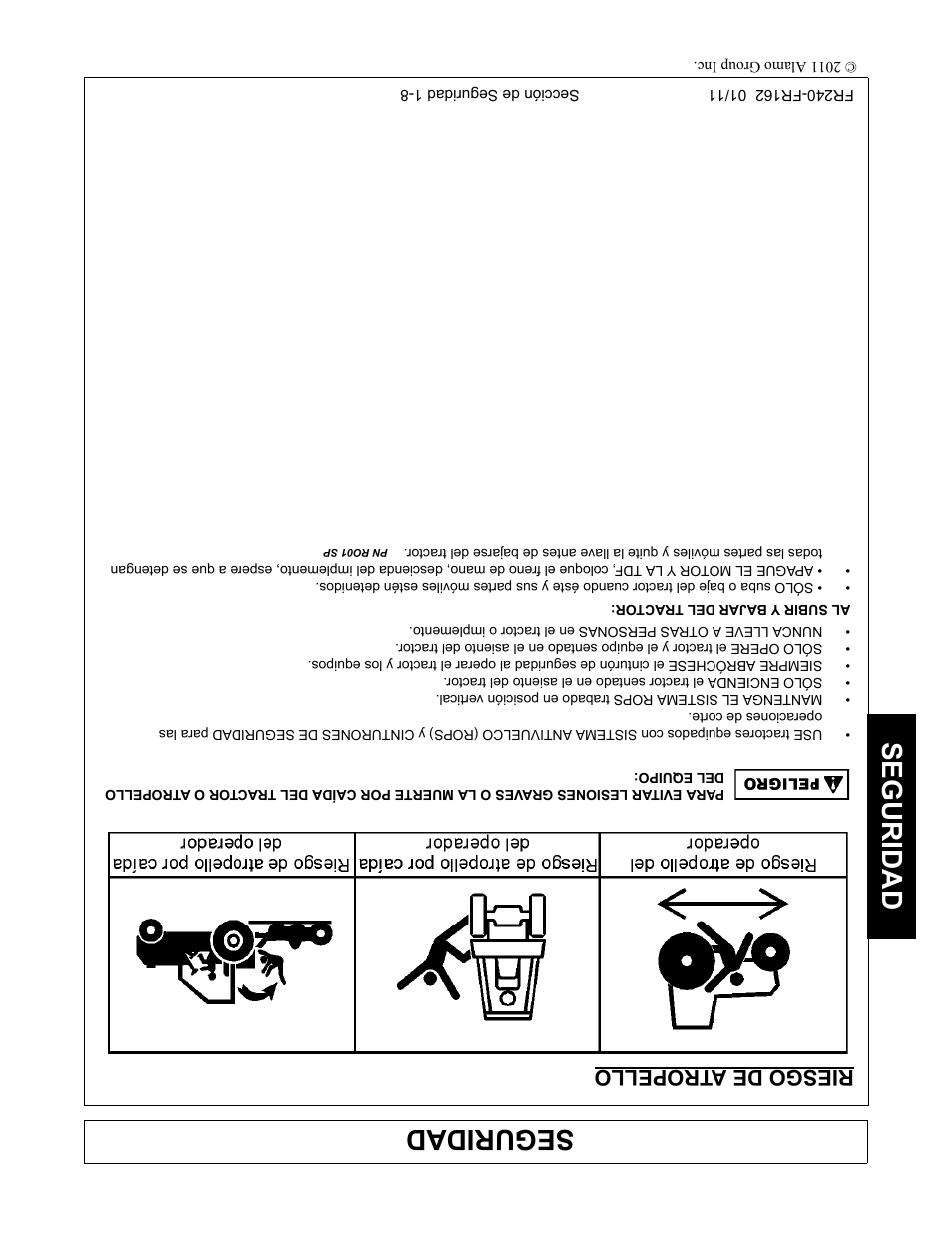Riesgo de atropello, Seguridad | Servis-Rhino FR162 User Manual | Page 183 / 196