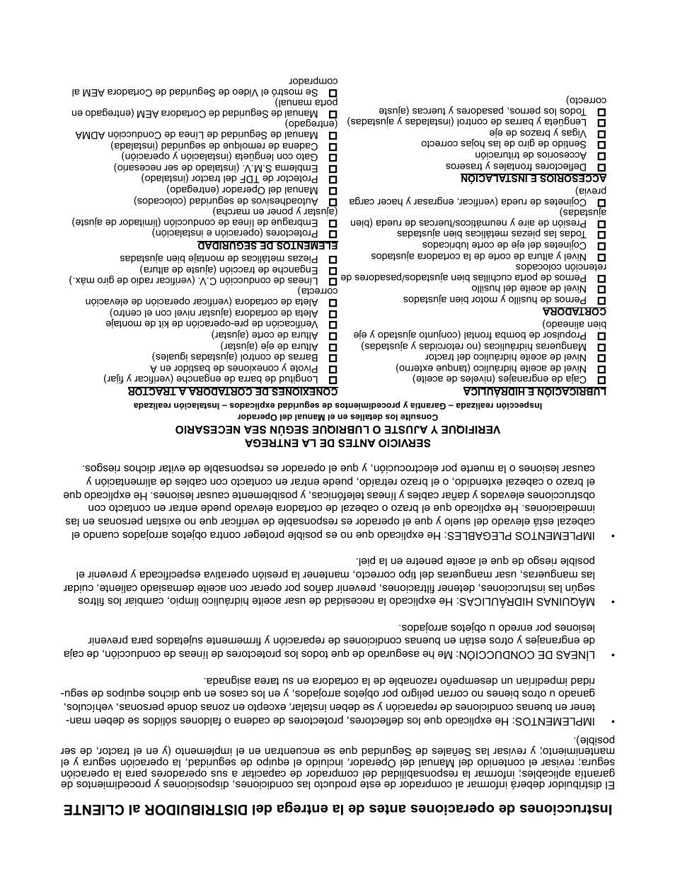 Lubricación e hidráulica, Cortadora, Accesorios e instalación | Conexiones de cortadora a tractor, Elementos de seguridad | Servis-Rhino FR162 User Manual | Page 192 / 196