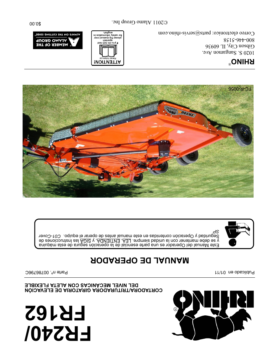 Fr240/ fr162, Manual de operador, Rhino | Servis-Rhino FR162 User Manual | Page 196 / 196
