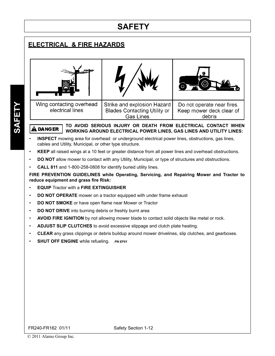 Electrical & fire hazards, Safety | Servis-Rhino FR162 User Manual | Page 22 / 196