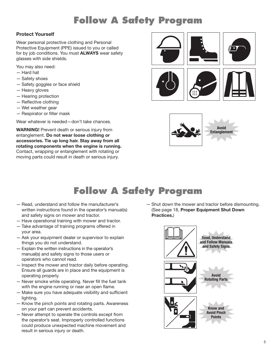 Follow a safety program | Servis-Rhino FR162 User Manual | Page 43 / 196