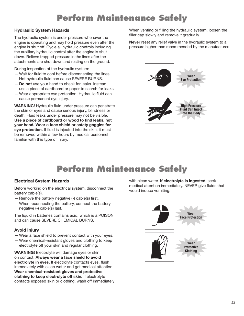 Perform maintenance safely | Servis-Rhino FR162 User Manual | Page 61 / 196