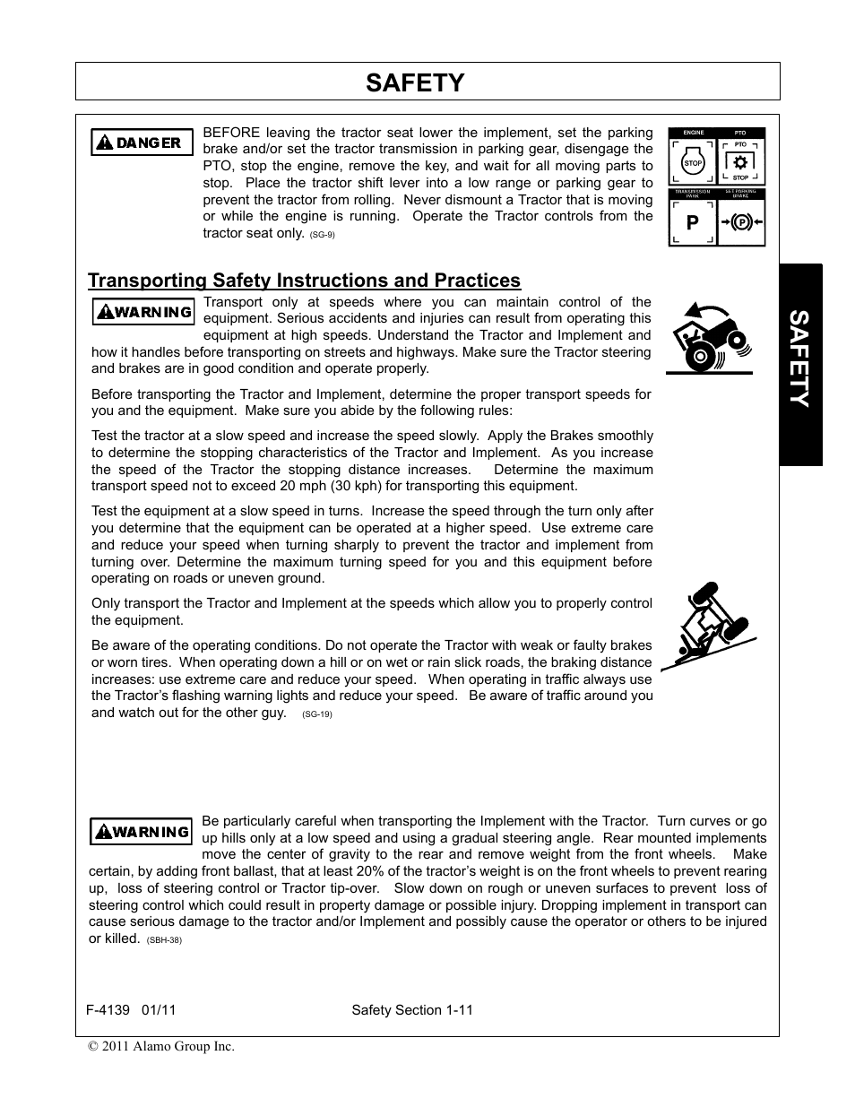 Transporting safety instructions and practices, Transporting safety instructions and practices -11, Safety | Servis-Rhino 60C User Manual | Page 15 / 50